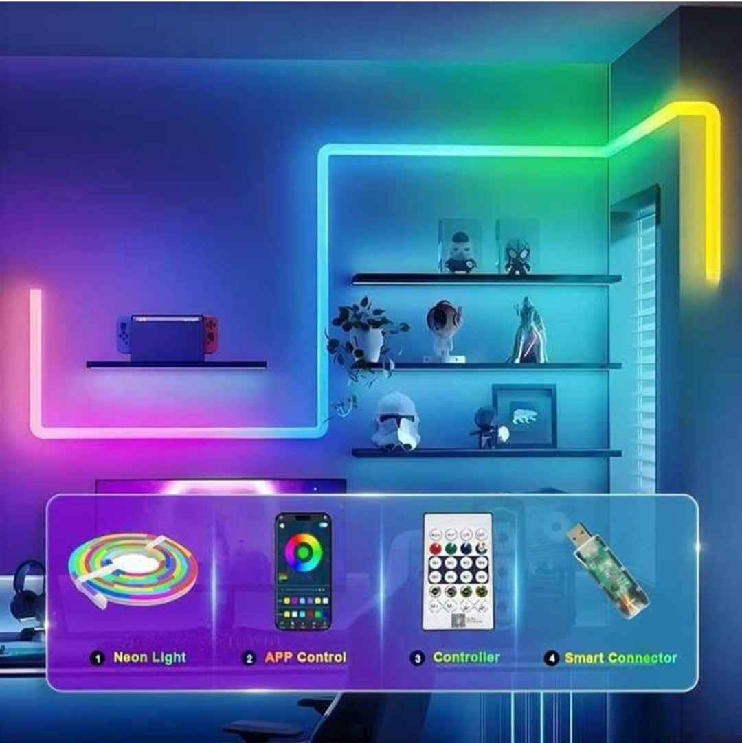 GlowLine Colourful Neon Strip light ( 5 meter) with Remote control