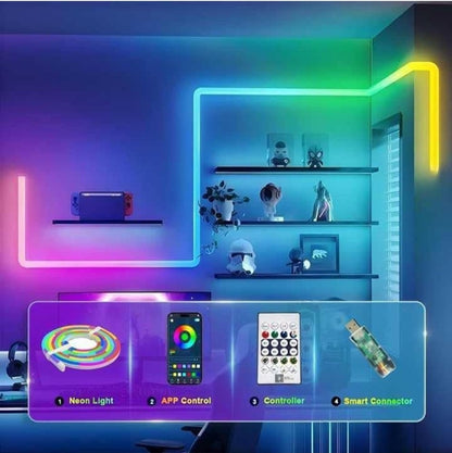 GlowLine Colourful Neon Strip light ( 5 meter) with Remote control