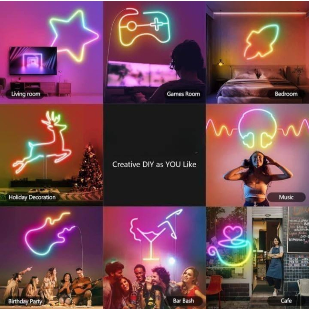 GlowLine Colourful Neon Strip light ( 5 meter) with Remote control